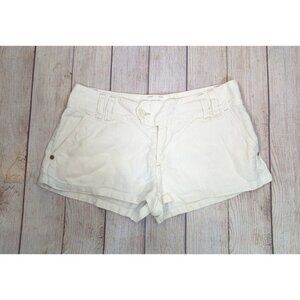 120% LINO White 100% Flax Linen Pleated Casual Shorts Mini Short Low Waist Sz 42